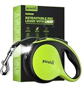 Retractable Dog Leash with Light, 16.4 ft Retractable Pet Leash with Anti-Slip Soft Grip, 360° Ta...