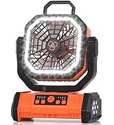 Honesorn Portable Rechargeable Fan 20000mAh, Camping Fan with LED Light &amp; Remote, USB C Cordless ...