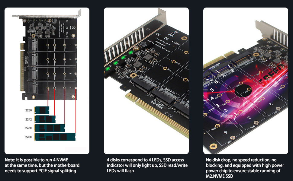 PCIe X16 4Drive Expansion Card