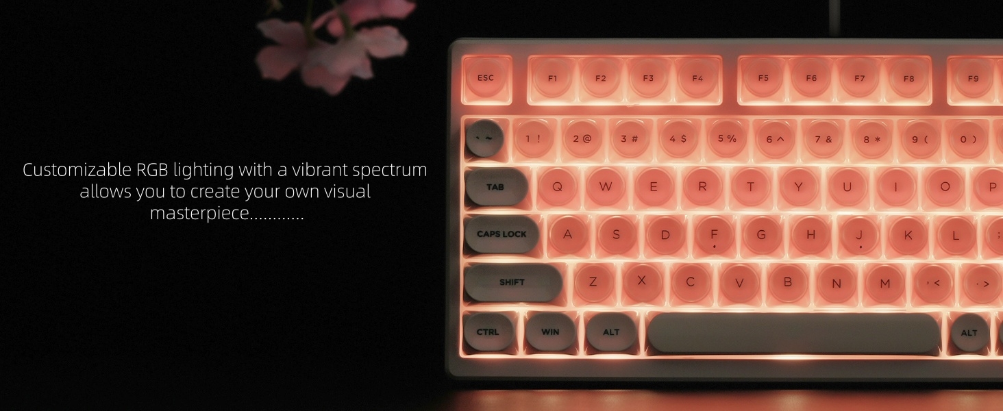 Pink Mechanical Gaming Keyboard 75% with Color Multimedia Display Jelly Keyboard Wired
