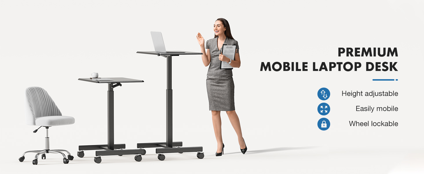 OLIXIS Small Mobile Rolling Standing Desk