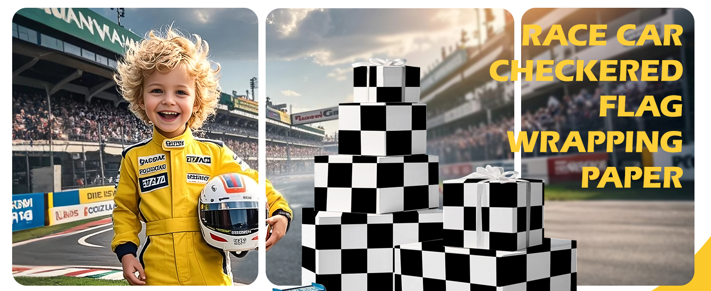 WRAPAHOLIC Checkered Flag Wrapping Paper 