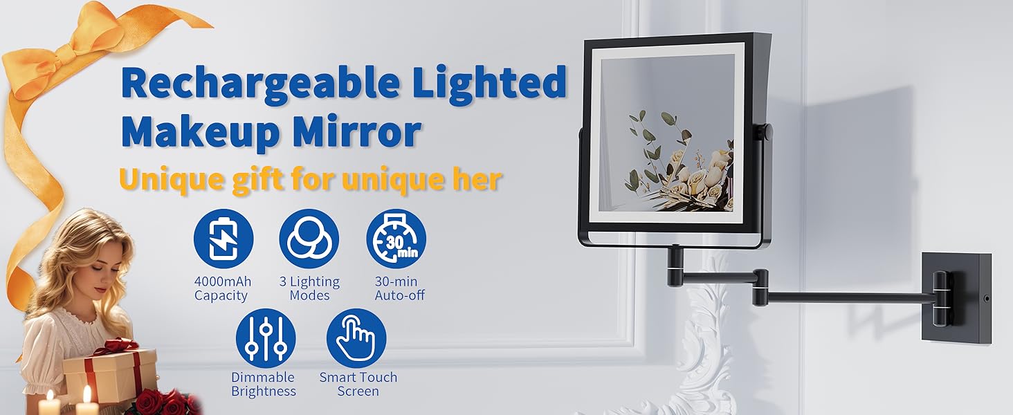 Rechargeable Wall Mounted Makeup Mirror