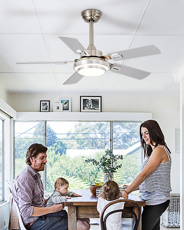 brushed nickel ceiling fan with light