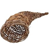 Toddmomy Cornucopia Basket, Horn of Plenty Basket for Table Centerpiece Rattan Storage Basket Dec...