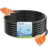 RV Extension Cord, 30 Amp, 15 Feet, STW Copper Wire, TT-30P to TT-30R, Heavy Duty with Handle, Or...