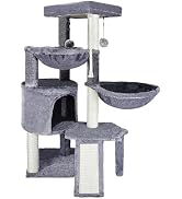 Xin Three Layer Cat Tree with Cat Condo and Two Hammocks,Grey