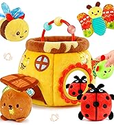 Baby Toys 6-12 Months - Soft Beehive with 5 Stuffed Animals, Rattle, Crinkle, Mirror, Montessori ...