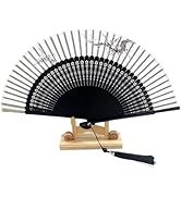 ffscafscn Hand Fan for Vintage Japanese Bamboo Silk Elegant for Dance Music Festival Wedding Chur...