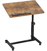 LINGMI Overbed Bedside Desk Mobile Rolling Laptop Stand Tilting Overbed Table with Wheels Height ...