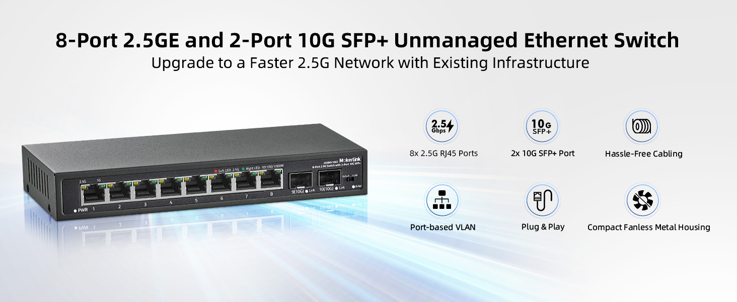 8-Port 2.5G Ethernet Switch with 2-Port 10G SFP+