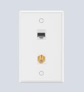 VCE 2-Port Ethernet Coax Wall Plate (UL Listed), Coax and Ethernet Wall Outlet with CAT6 Keystone...