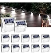 GIGALUMI 12 Pack Solar Fence Lights Outdoor, Solar Deck Lights Outdoor Waterproof, LED Step Light...