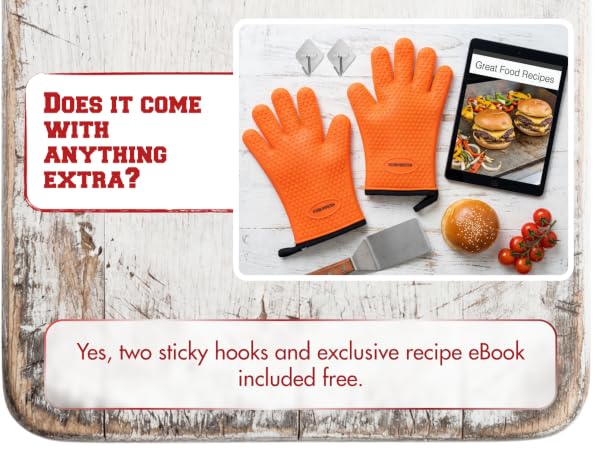 KITCHEN PERFECTION Silicone Oven &amp; Griddle Gloves -Extreme Heat Resistant BBQ