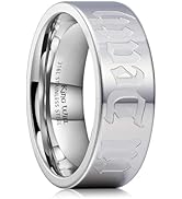 King Will Till Death Men Wedding Band in Rose Gold, 8mm Stainless Steel Wedding Ring for Men, Ros...