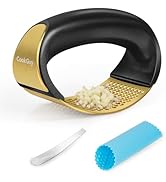 Cook Guy 304 Stainless Steel Garlic Press Rocker Set - Premium Garlic Mincer, Crusher, Peeler, an...