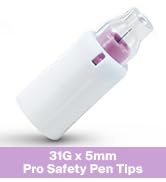 ONE-Care Safety Pen Tips - 31 Gauge x 5 mm - Ultra-Thin Micro Pen Tips with Seal and Cover - Univ...