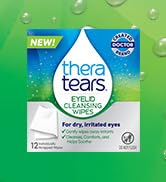 TheraTears Eyelid Cleansing Wipes – 12 Individually Wrapped Wipes with Cucumber Extract, for Dail...