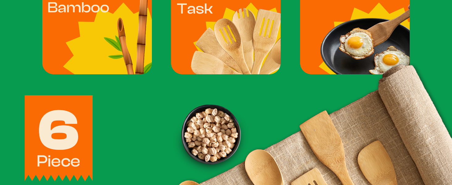 Riveira Bamboo Cooking Spoons 6-Piece