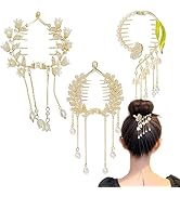 3 PCS Jewelry Rhinestone Hair Claw Clips for Women Long Tassel Hair Claw Clips Non Slip Hair Acce...