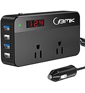 BMK 200W Car Power Inverter DC 12V to 110V AC Car Inverter 4 USB Ports Charger Adapter Car Plug C...