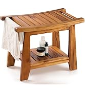 Tinamo 22”L Teak Shower Bench for Inside Shower- 400 Lbs Capacity -Teak Shower Stool &amp; Wooden Bat...