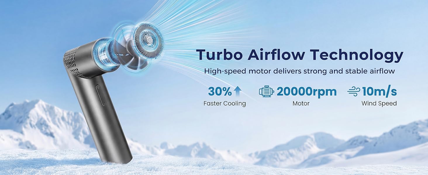 small portable fan high speed airflow quiet operation office desk outdoor travel cooling compact