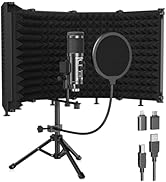 Riworal Studio Recording Microphone Isolation Shield with Pop Filter &amp;Tri-Stand Kit Music Recordi...