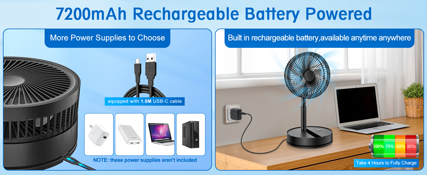 Rechargeable USB C Fan Small Fan