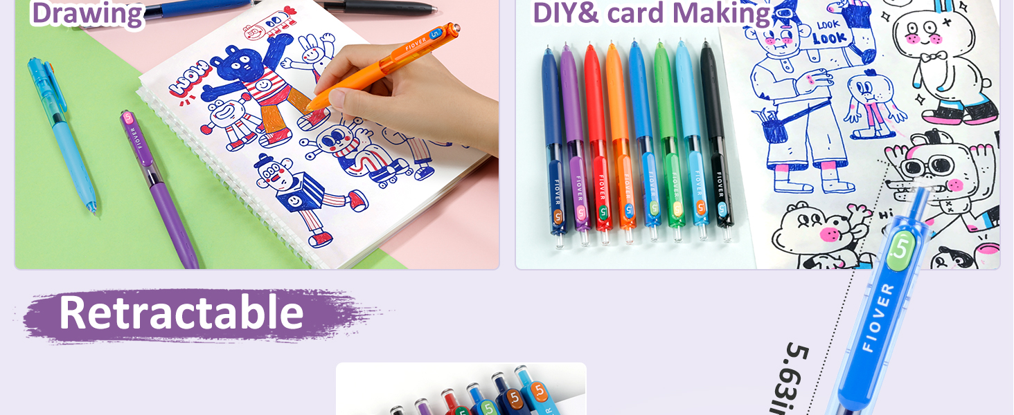Cute Colored Pens 0.5mm Fine Point Quick Drying for Writing Drawing Journaling Note Taking
