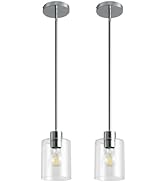 KLSS Chrome Pendant Lights Kitchen Island - Clear Glass Pendant Light Fixture Multiple Stems Rods...