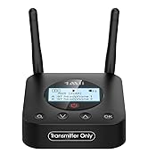 1Mii B06TX+ Long Range Bluetooth 5.3 Transmitter for TV/PC/Projector to 2 Wireless Headphones/Spe...