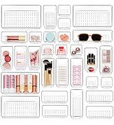 YFXCVSL 30 PCS Drawer Organizer Set, 4 Sizes Desk Drawer Divider Makeup Organizers and Sturdy Cle...