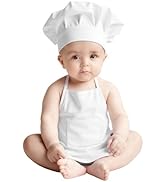 XLSXEXCL 2PCS Baby Chef Outfit Set, Baby Apron and Chef Hat for Newborn Photography, Toddler Cook...