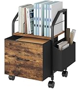 MAHANCRIS Small File Cabinet, Rolling Filing Cabinet for Under Desk with Divider, Single Non-Wove...