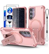 for Samsung S24 Plus&amp;S25 Plus case[Compatible with MagSafe][with 2 * 9H Fingerprint Unlock Glass ...