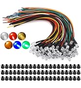 Linkstyle 60PCS LED Light Emitting Diodes, 12V 5Mm Pre-wired LED Diodes Lamps with Holders, 12V S...