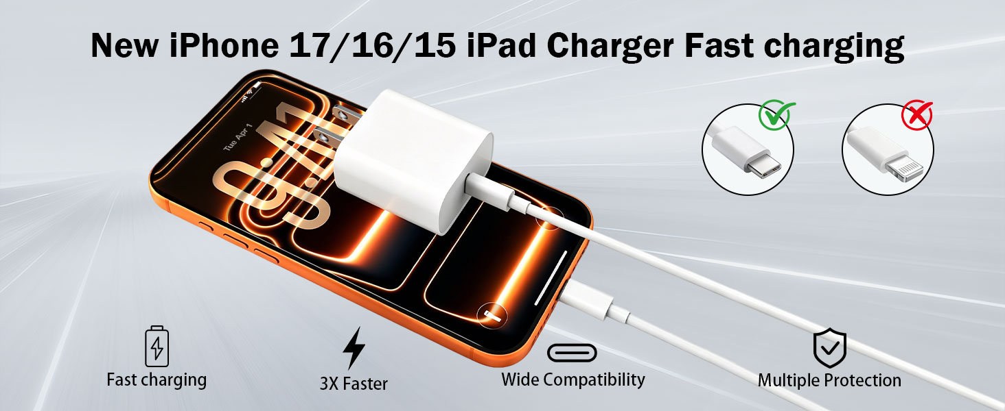 iPhone 17 16 15 iPad Charger Fast Charging