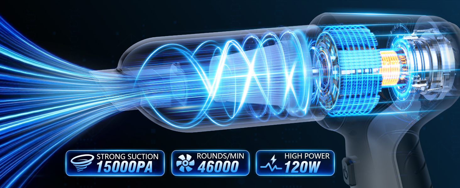 Car Vacuum Cleaner,Cordless 120W/15000PA Powerful Sutions Multi Functional Handheld Vacuum