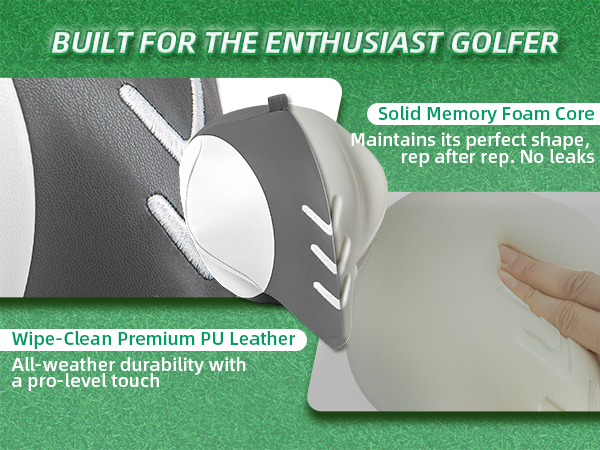 Split view: Premium leather cover and solid high-density memory foam core