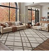 HUGEAR 8x10 Shag Area Rug Brown Modern Neutral Medium Plush Pile Super Soft Indoor Fuzzy Carpet N...