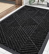 Smiry Front Door Mat Outside Entrance, Heavy Duty Sturdy Natural Rubber Doormat, Trap Dirt and Mo...