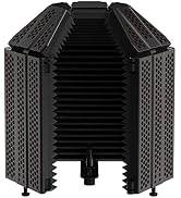 XTUGA MIS02 Recording Microphone Isolation Shield, 5 Panels Soundproof Foam | High Density Pop Fi...