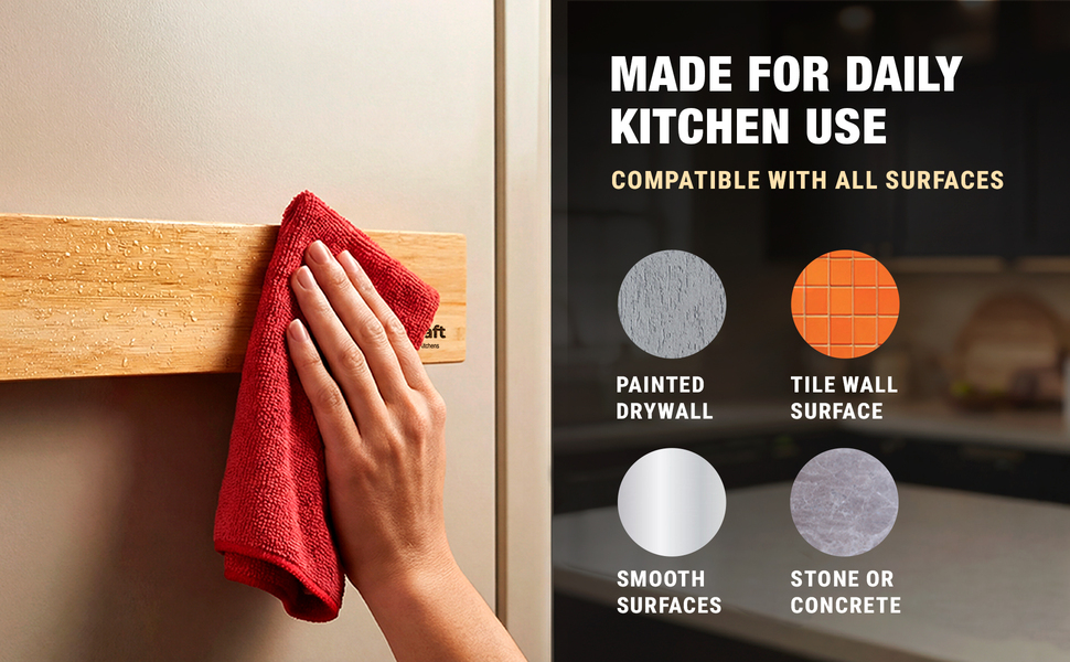 Wall mount knife holder, easy install on tile drywall, easy clean surface