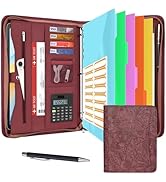 Eshow Portfolio Organizer - 3 Ring Binder with Zipper, Vegan Leather Business Padfolio Folder wit...