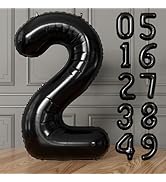 Adeyoo Black Number 2 Balloons – 40 Inch Giant Foil Number Balloon, Black Number Balloon for Men ...
