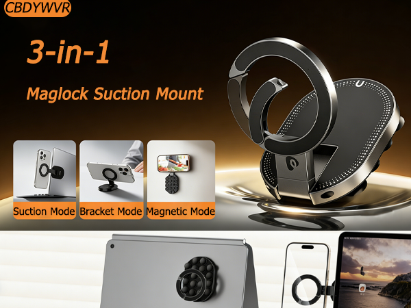 3-in-1 Magnetic Suction Cup Phone Mount with Suction