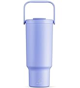 Meoky 40 oz Tumbler with Handle and Straw, Insulated Water Bottle, Stainless Steel Travel Mug, Ke...