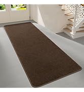 Woottpe 2x6 Feet Runner Rugs for Hallway, Brown Modern Soft Bedroom Bedside Rug, Low Pile Non Sli...
