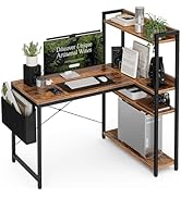 Grandder 40 Inch L Shaped Computer Desk with Reversible Storage Shelves, Home Office Corner Desk ...
